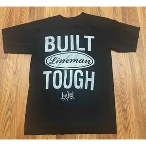 LiveJunk Built Lineman Tough T Shirt Mens Medium Black Bayside Made USA